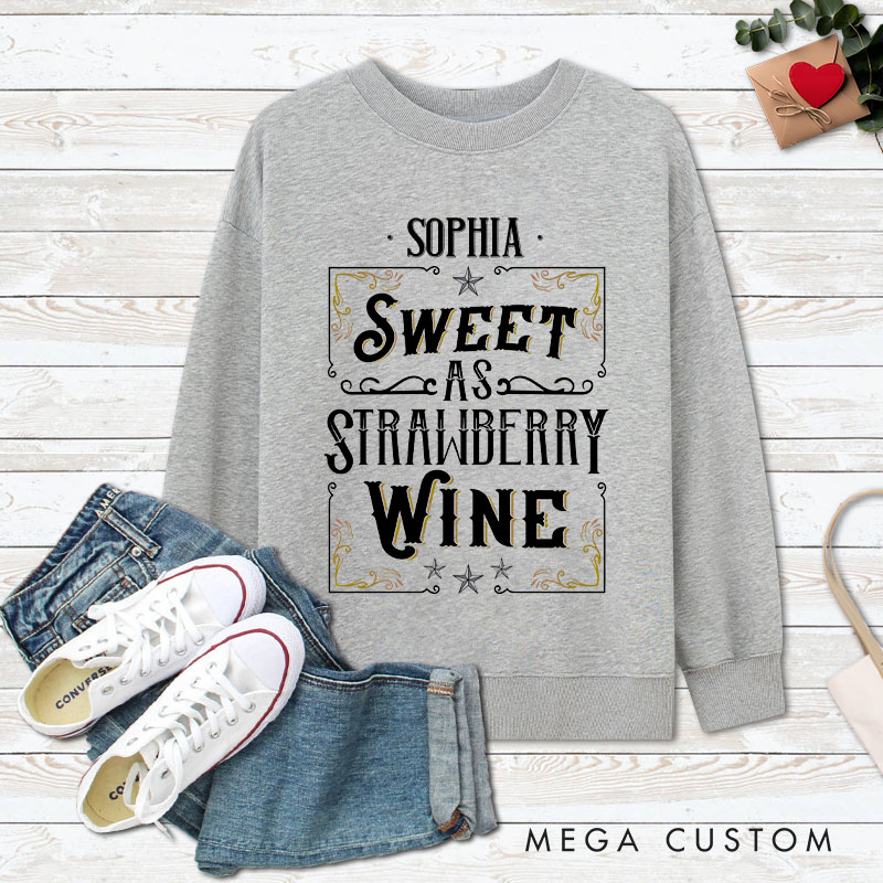 Personalized Couple Retro Smooth as Tennessee Whiskey Sweatshirt Sweet as Strawberry Wine Valentine's Day Sweatshirt for Husband Wife BF GF