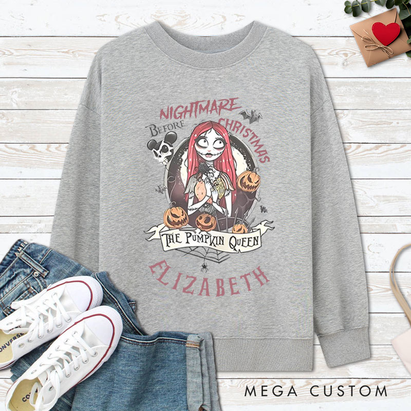 Personalized The Pumpkin King and Queen Halloween Couple Sweatshirt