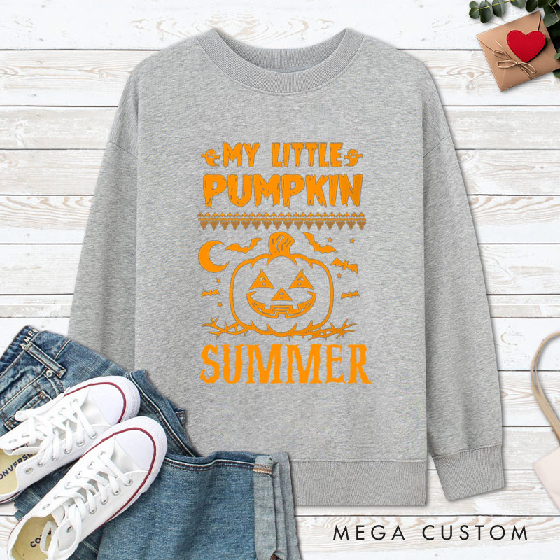 Personalized The Man Behind Pumpkin and My Little Pumpkin Halloween Couple Sweatshirt