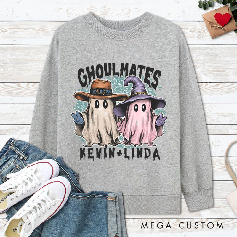 Personalized Ghoultmates Couple Ghost Halloween Couple Sweatshirt