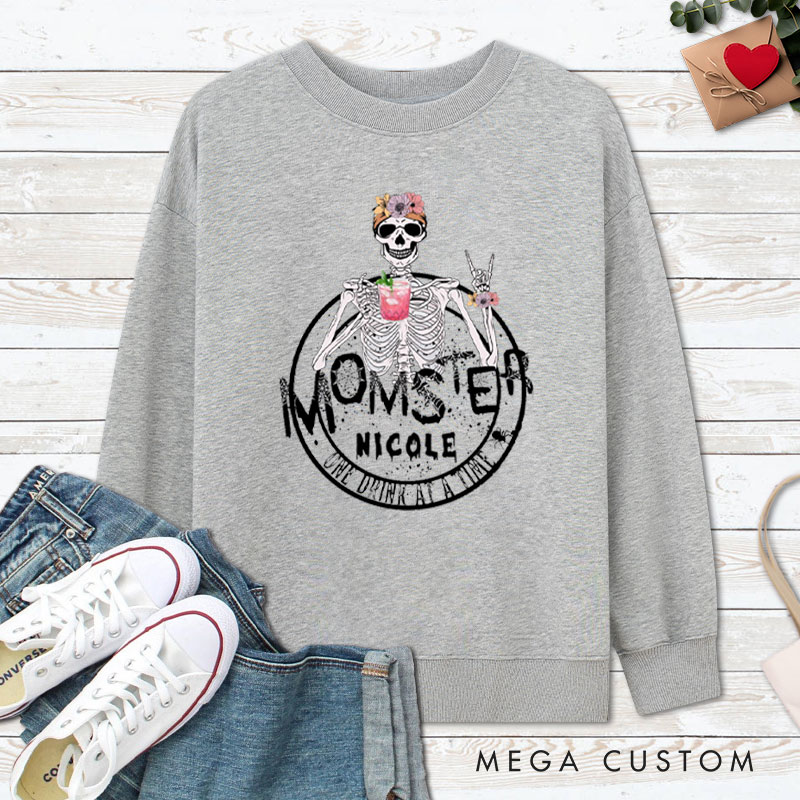 Personalized Dadster and Momster Skeleton Couple Halloween Couple Sweatshirt