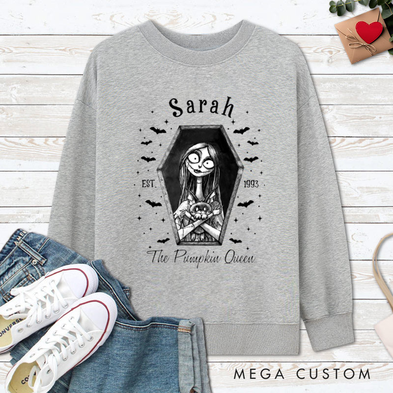 Personalized Pumpkin King and Queen Halloween Couple Sweatshirt