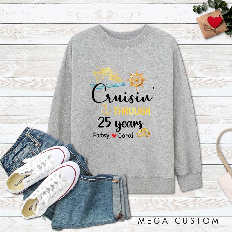 Personalized 25th Anniversary Sweatshirt 25 years Cruise Anniversary Outfits Couple Anniversary Gift Tops for Husband Wife