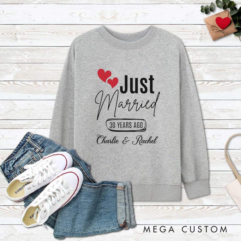 Personalized Couple 30th Anniversary Sweatshirt Just Married 30 Years Ago Outfit Anniversary Gift Tops for Wife Husband Couple Gift