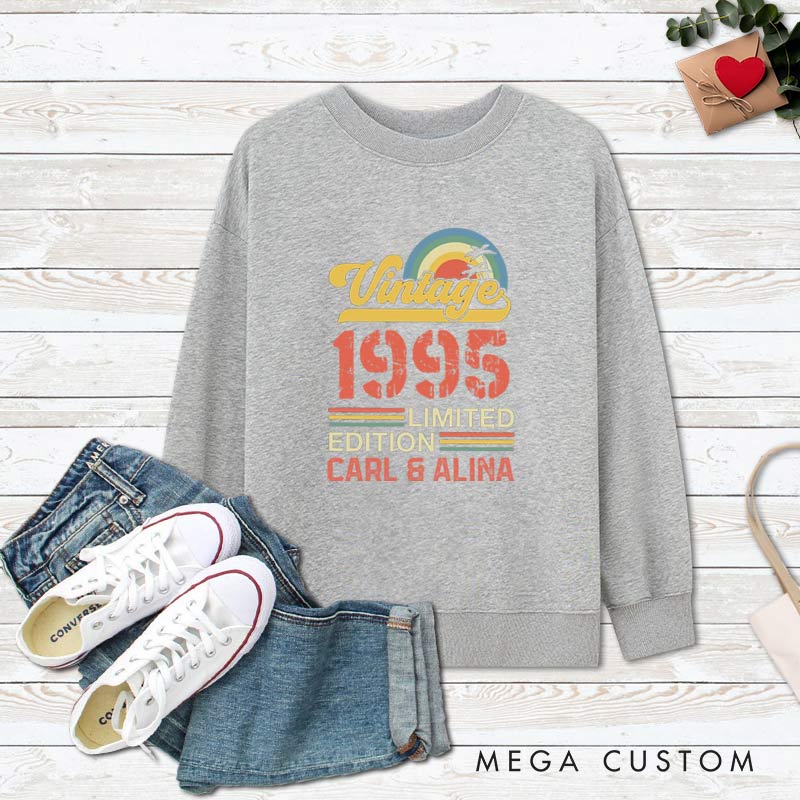 Personalized Couple 30th Cruise Anniversary Sweatshirt Vintage 1995 Limited Edition Anniversary Sweatshirt Retro Sunset Anniversary Outfit