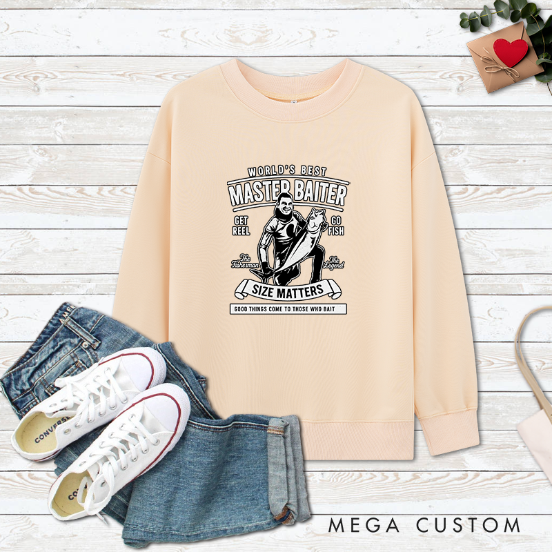Personalized Fishing Sweatshirt World's Best Master Baiter Sweatshirt Custom Photo Sweatshirt Unique Gift for Fishing Lovers