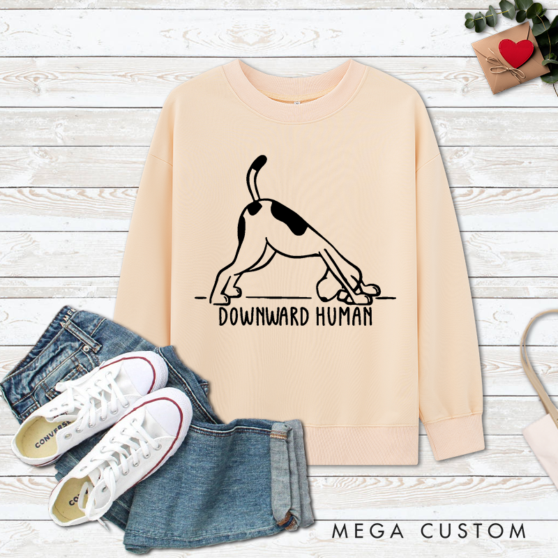 Personalized Funny Yoga Classic Ugly Sweatshirts with Downward Human Dog Design Yoga Lover Gift Perfect Gift for Yoga Lover