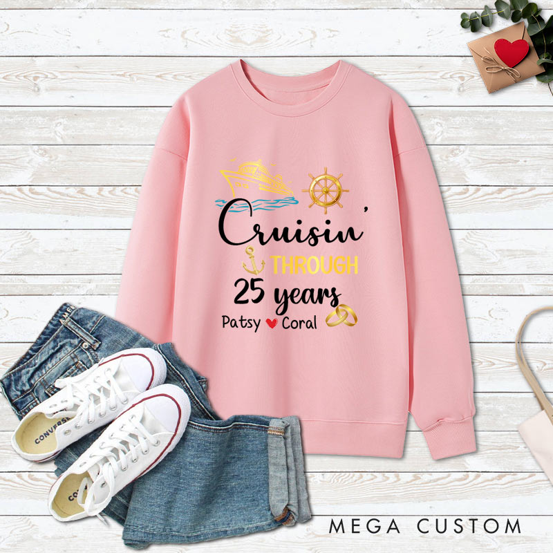 Personalized 25th Anniversary Sweatshirt 25 years Cruise Anniversary Outfits Couple Anniversary Gift Tops for Husband Wife