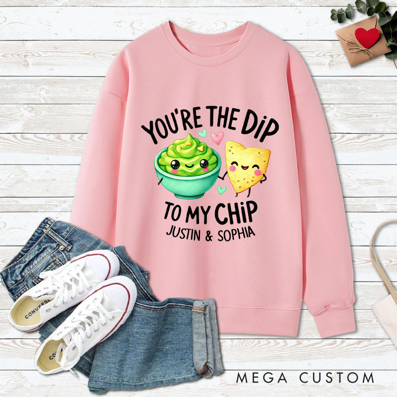 Personalized Couple You’re the Dip to My Chip Matching Sweatshirt Couple Valentine's Day Sweatshirt for Husband Wife Boyfriend Girlfriend