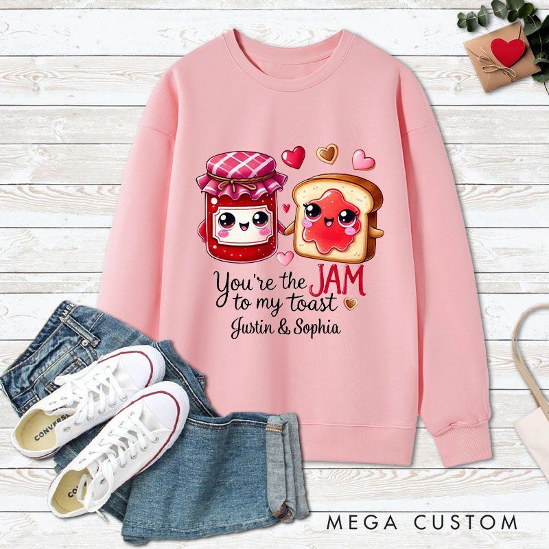 Personalized Couple You’re the Jam to My Toast Matching Sweatshirt Couple Valentine's Day Sweatshirt for Husband Wife Boyfriend Girlfriend