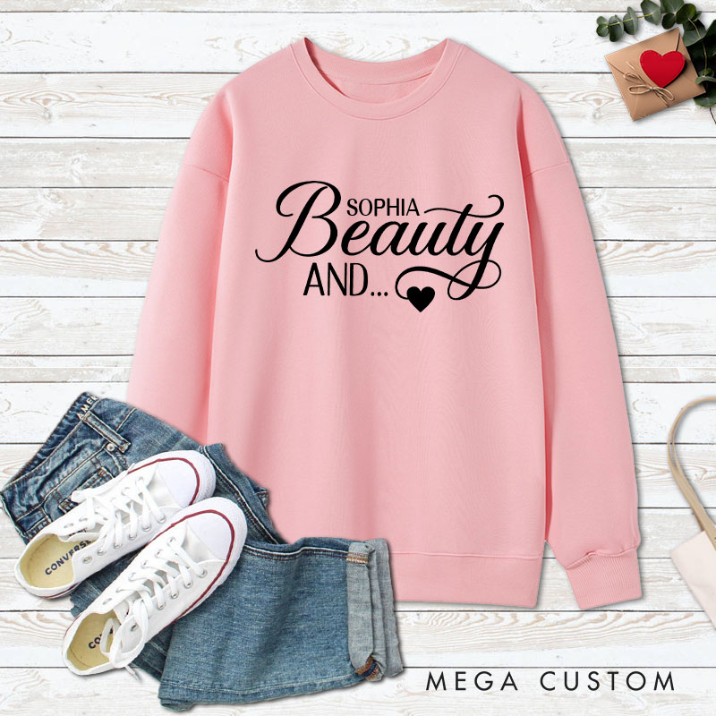 Personalized Couple The Beard and Beauty Sweatshirt Couple Valentine's Day Sweatshirt for Husband Wife Boyfriend Girlfriend