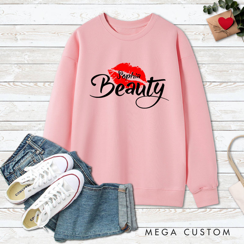 Personalized Couple Beast with Claw and Beauty with Kiss Matching Sweatshirt Couple Valentine's Day Sweatshirt for Husband Wife Boyfriend Girlfriend