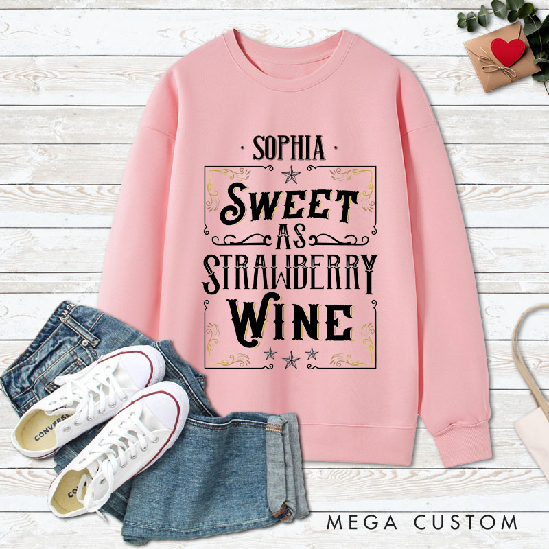 Personalized Couple Retro Smooth as Tennessee Whiskey Sweatshirt Sweet as Strawberry Wine Valentine's Day Sweatshirt for Husband Wife BF GF