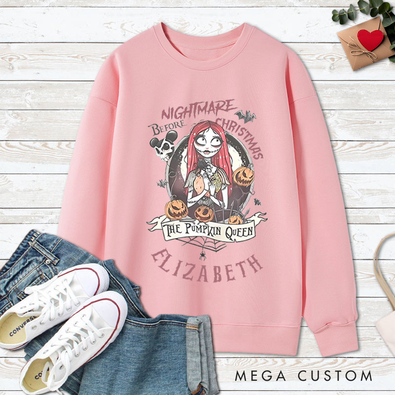 Personalized The Pumpkin King and Queen Halloween Couple Sweatshirt