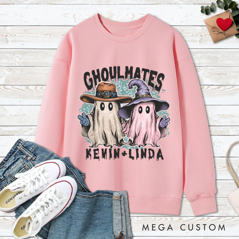 Personalized Ghoultmates Couple Ghost Halloween Couple Sweatshirt