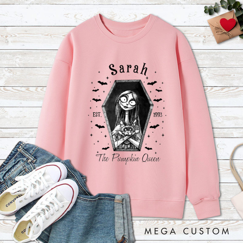 Personalized Pumpkin King and Queen Halloween Couple Sweatshirt