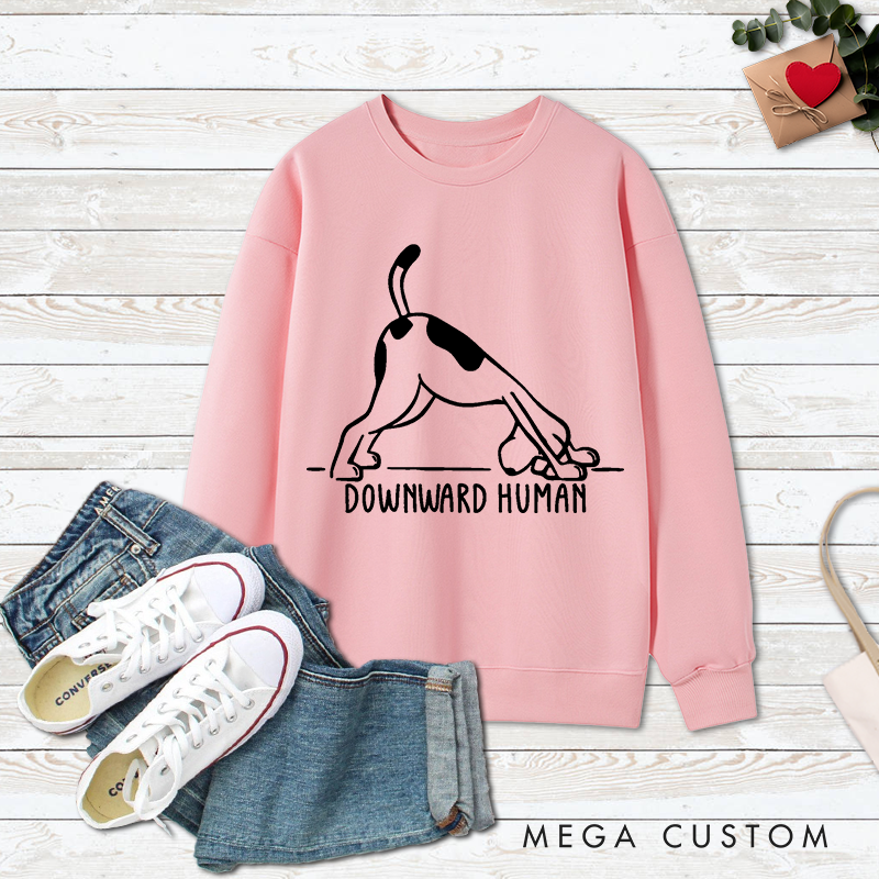 Personalized Funny Yoga Classic Ugly Sweatshirts with Downward Human Dog Design Yoga Lover Gift Perfect Gift for Yoga Lover