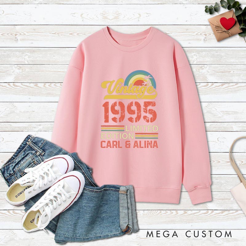 Personalized Couple 30th Cruise Anniversary Sweatshirt Vintage 1995 Limited Edition Anniversary Sweatshirt Retro Sunset Anniversary Outfit