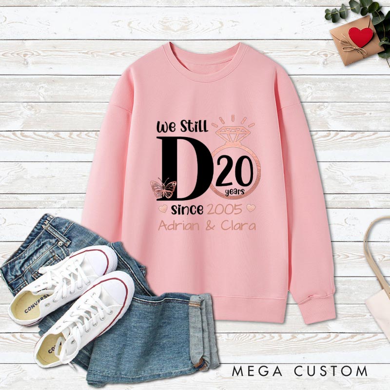 Personalized Couple 20th Anniversary Sweatshirt We Still DO 20th Anniversary Outfit Rose Gold Couple Sweatshirt for Wife Husband