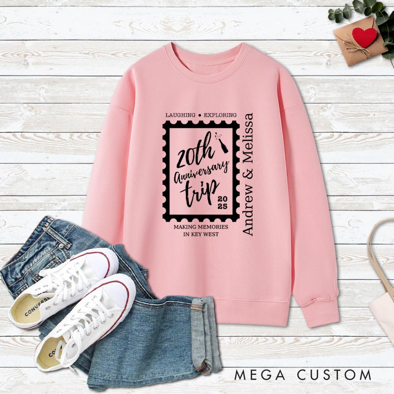 Personalized Couple 60th Anniversary Sweatshirt 20th Anniversary Trip Key West Memories Outfit Couple Gift Sweatshirt for Husband Wife