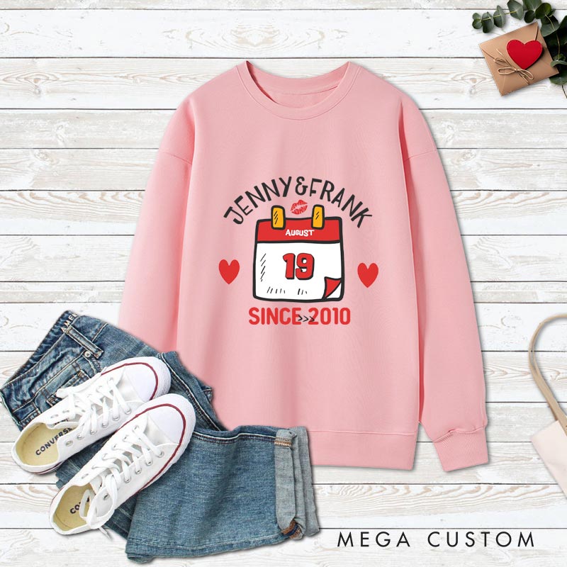 Personalized Couple 15th Anniversary Sweatshirt Special Date Calendar Designed Anniversary Outfit Couple Gift Sweatshirt for Wife Husband