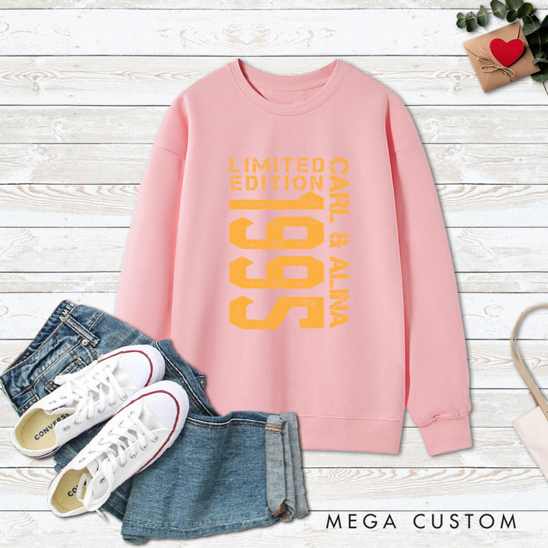 Personalized Couple 30th Anniversary Sweatshirt Limited Edition 1995 Anniversary Outfit for Couples Wife Husband Gift Top for Her Him