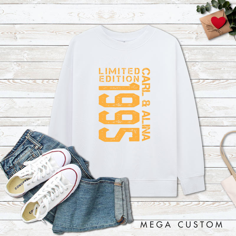 Personalized Couple 30th Anniversary Sweatshirt Limited Edition 1995 Anniversary Outfit for Couples Wife Husband Gift Top for Her Him