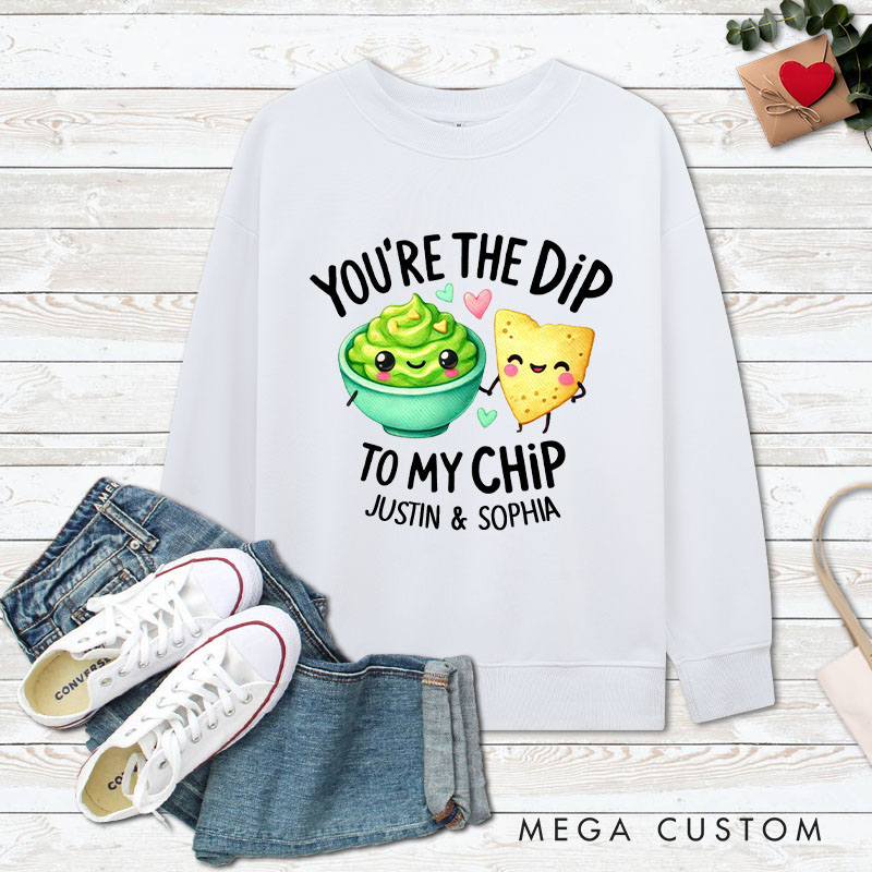 Personalized Couple You’re the Dip to My Chip Matching Sweatshirt Couple Valentine's Day Sweatshirt for Husband Wife Boyfriend Girlfriend