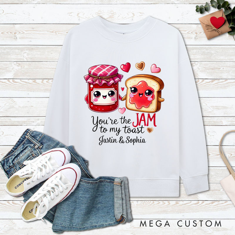Personalized Couple You’re the Jam to My Toast Matching Sweatshirt Couple Valentine's Day Sweatshirt for Husband Wife Boyfriend Girlfriend