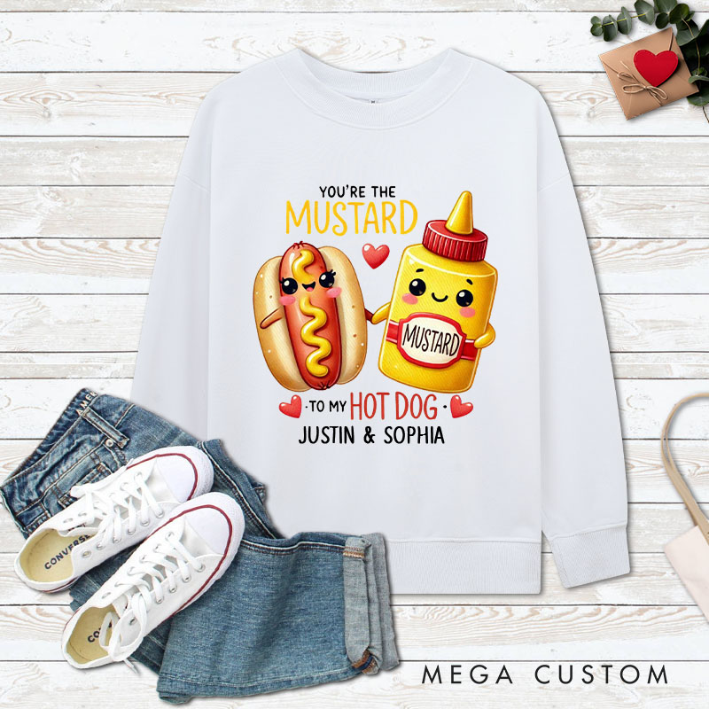 Personalized Couple You’re the Mustard to My Hot Dog Matching Sweatshirt Couple Valentine's Day Sweatshirt for Husband Wife Boyfriend Girlfriend