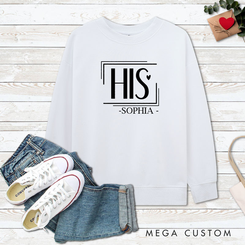 Personalized Couple Minimalist His and Hers Matching Sweatshirt Couple Valentine's Day Sweatshirt for Husband Wife Boyfriend Girlfriend