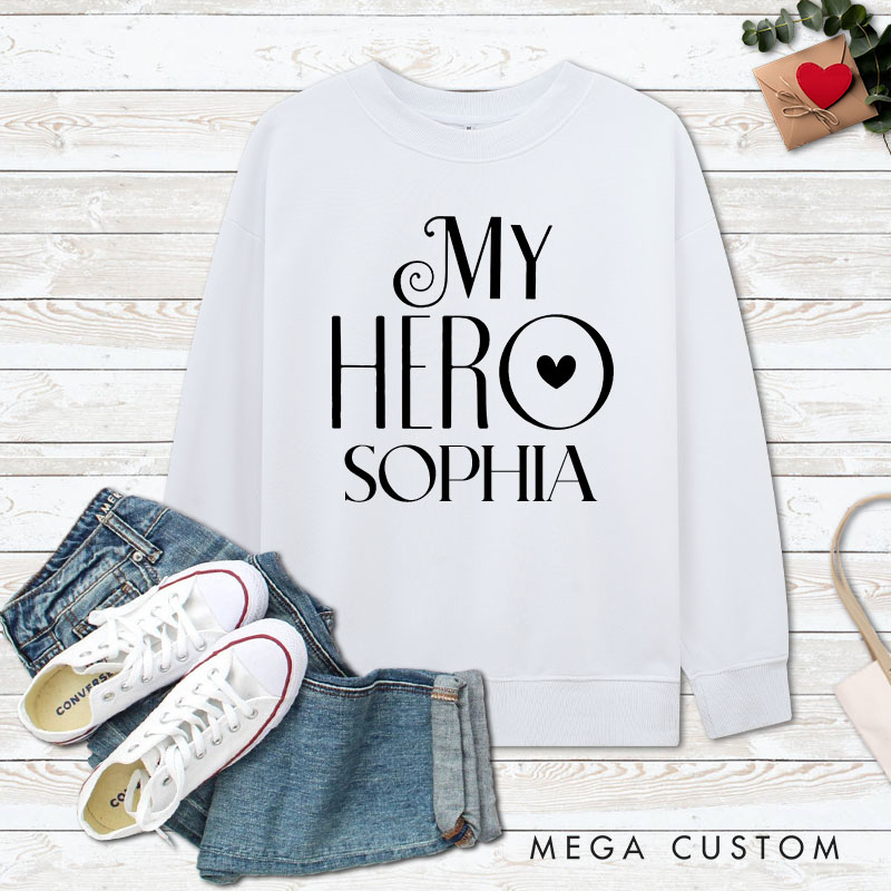 Personalized Couple My Hero and My Heroine Matching Sweatshirt Couple Valentine's Day Sweatshirt for Husband Wife Boyfriend Girlfriend