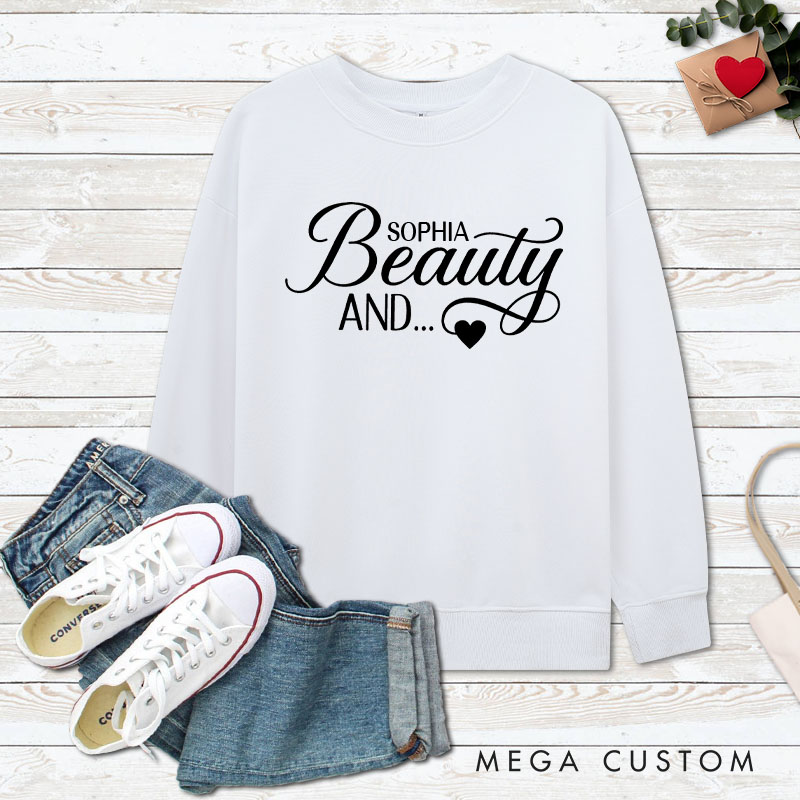 Personalized Couple The Beard and Beauty Sweatshirt Couple Valentine's Day Sweatshirt for Husband Wife Boyfriend Girlfriend