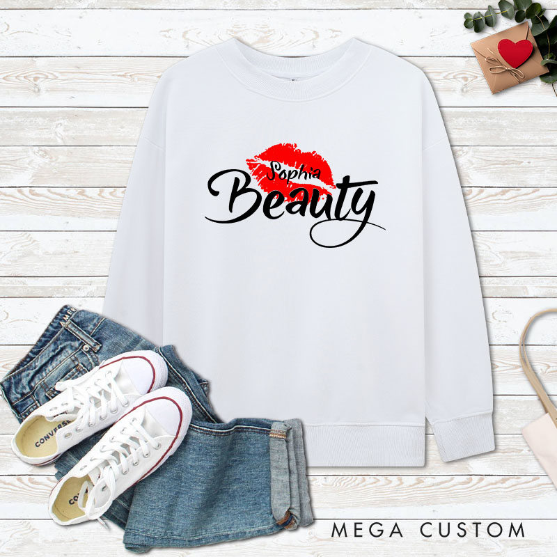 Personalized Couple Beast with Claw and Beauty with Kiss Matching Sweatshirt Couple Valentine's Day Sweatshirt for Husband Wife Boyfriend Girlfriend