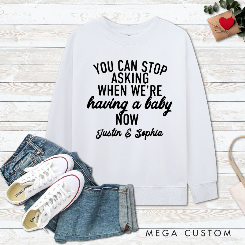 Personalized Couple We're Pregnant But Mostly Her Matching Sweatshirt Couple Valentine's Day Sweatshirt for Husband Wife Hubby Wifey