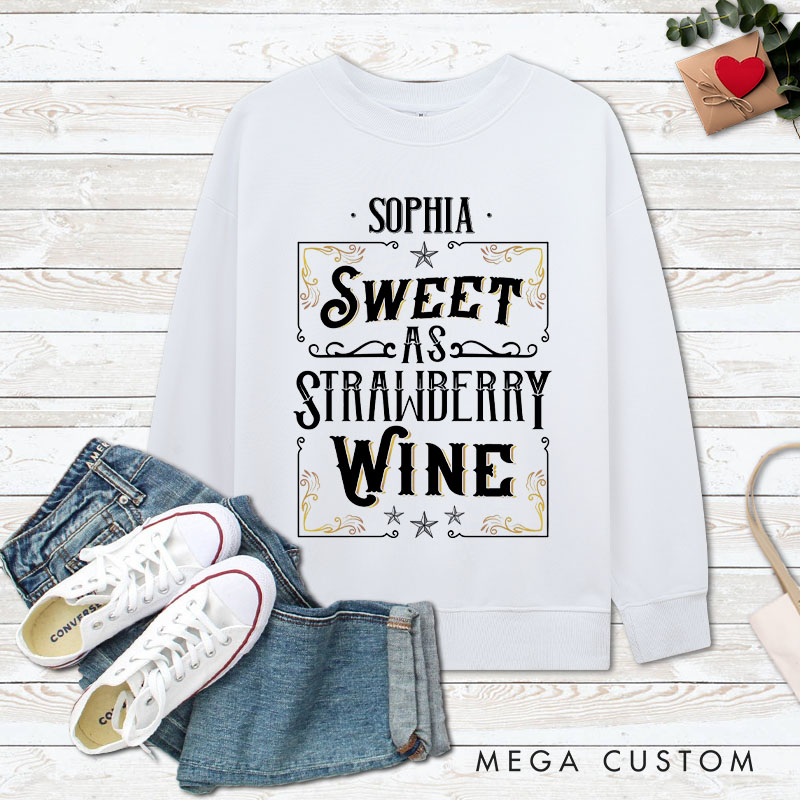 Personalized Couple Retro Smooth as Tennessee Whiskey Sweatshirt Sweet as Strawberry Wine Valentine's Day Sweatshirt for Husband Wife BF GF