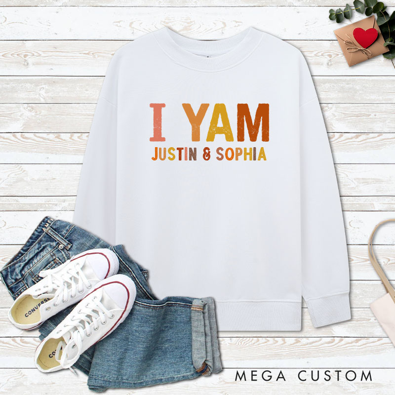 Personalized Couple Retro She's My Sweet Potato and I Yam Matching Sweatshirt Couple Thanksgiving Sweatshirt for Husband Wife Boyfriend Girlfriend