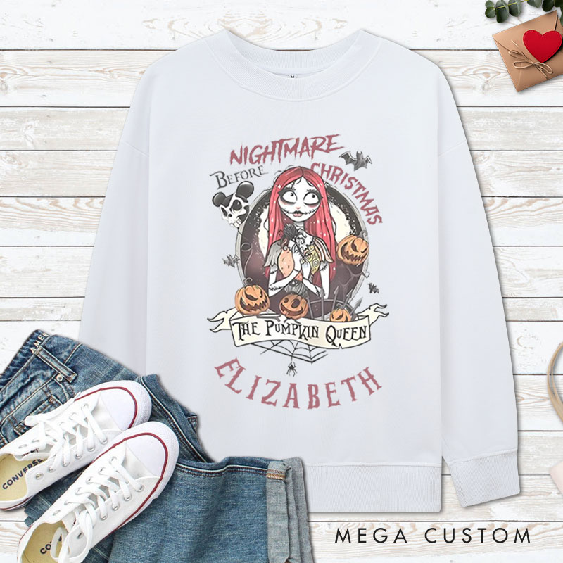 Personalized The Pumpkin King and Queen Halloween Couple Sweatshirt