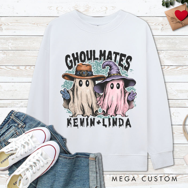 Personalized Ghoultmates Couple Ghost Halloween Couple Sweatshirt