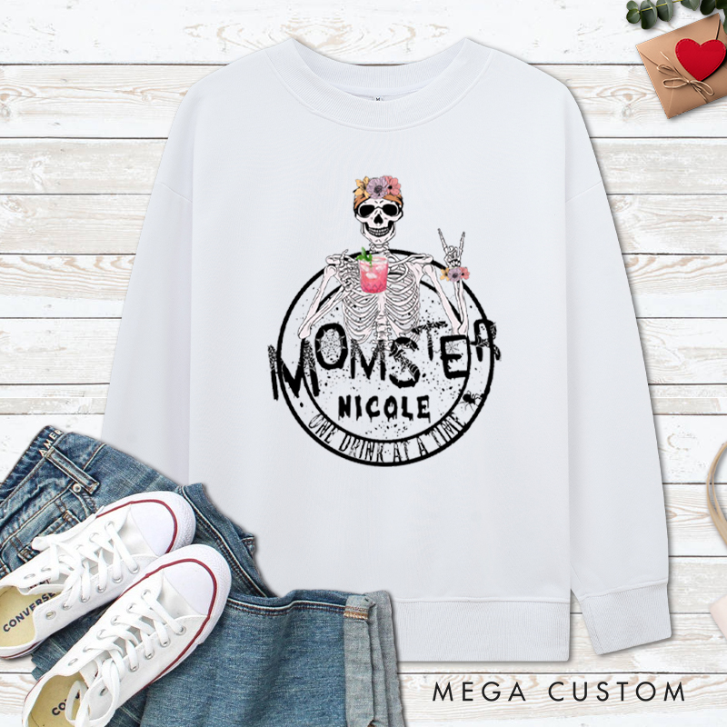 Personalized Dadster and Momster Skeleton Couple Halloween Couple Sweatshirt