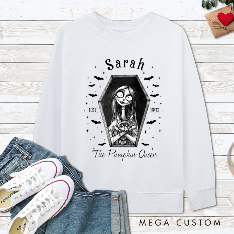 Personalized Pumpkin King and Queen Halloween Couple Sweatshirt