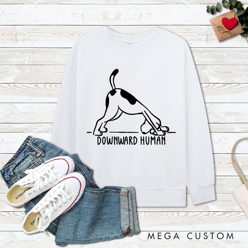 Personalized Funny Yoga Classic Ugly Sweatshirts with Downward Human Dog Design Yoga Lover Gift Perfect Gift for Yoga Lover
