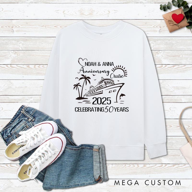 Personalized Couple 50th Anniversary Sweatshirt Couple Cruise Anniversary Tops Anniversary Gift Outfits for Husband Wife