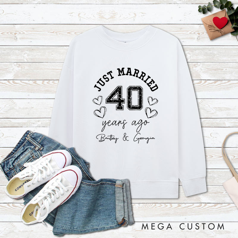 Personalized Couple 40th Anniversary Sweatshirt Just Married 40 Years Ago Outfit Anniversary Top for Wife Husband