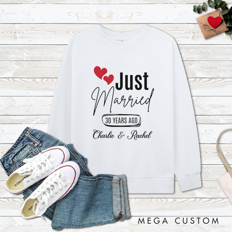 Personalized Couple 30th Anniversary Sweatshirt Just Married 30 Years Ago Outfit Anniversary Gift Tops for Wife Husband Couple Gift