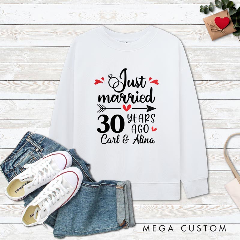 Personalized Couple 30 Years Anniversary Sweatshirt Just Married 30 Years Ago Anniversary Outfit Romantic Wife Husband Anniversary Tops