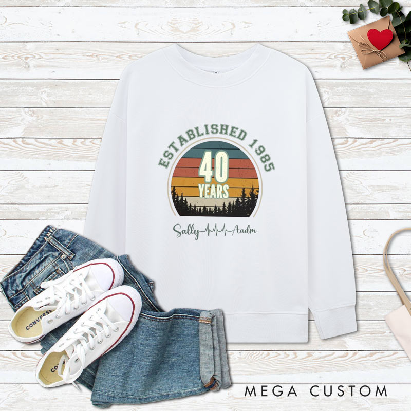 Personalized Couple 40th Anniversary Sweatshirt Established 1985 40th Years Anniversary Outfit Couple Anniversary Sweatshirt for Wife Husband