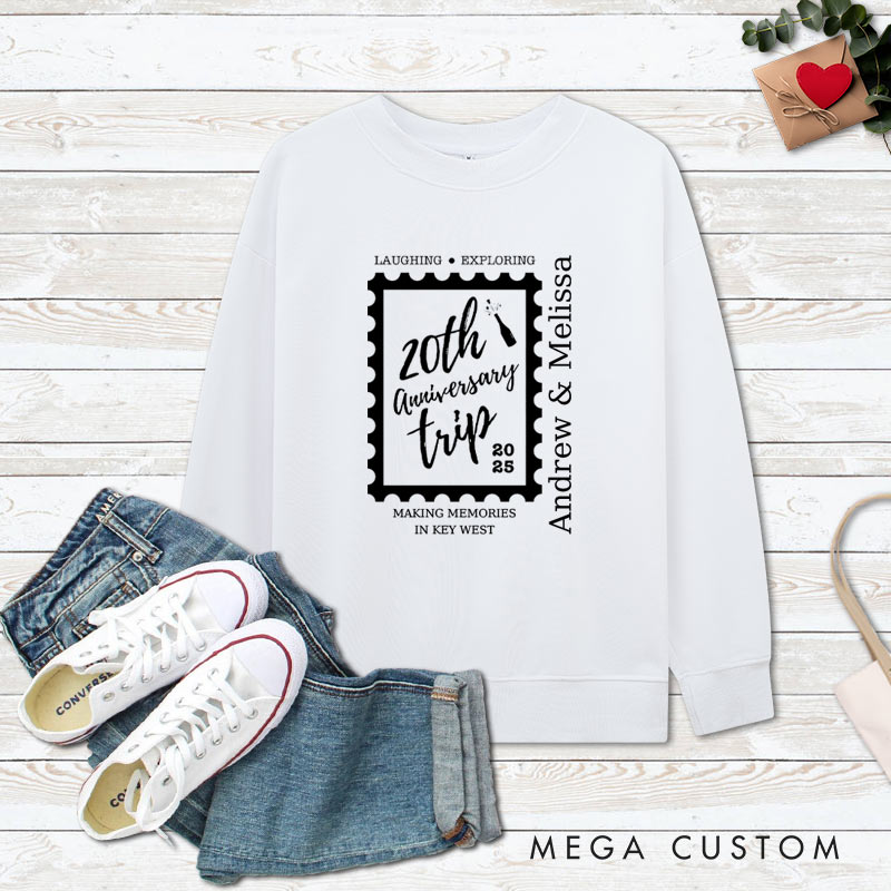 Personalized Couple 60th Anniversary Sweatshirt 20th Anniversary Trip Key West Memories Outfit Couple Gift Sweatshirt for Husband Wife