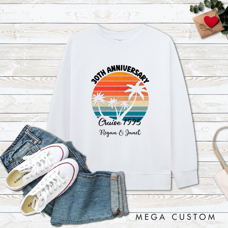 Personalized Couple 30th Anniversary Sweatshirt 30th Anniversary Cruise Tropical Celebration Anniversary Outfit Couple Gift Sweatshirt for Husband Wife 