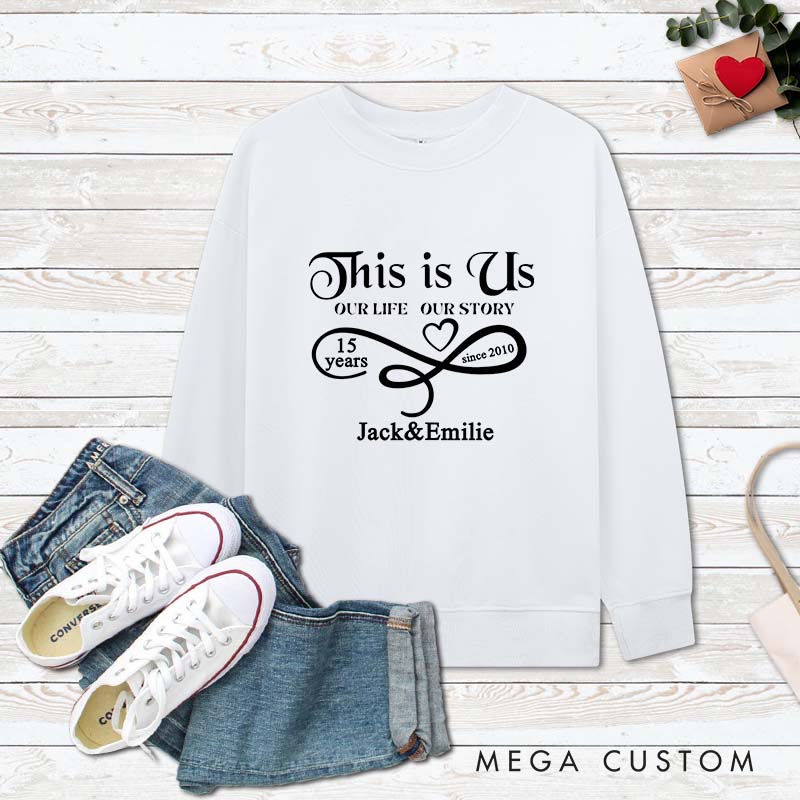 Personalized Husband and Wife Anniversary Hoodie 15th Anniversary Gift Sweatshirt Couple Sweatshirt for Her Him